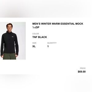 North face MEN’S WINTER WARM ESSENTIAL MOCK size XL Black